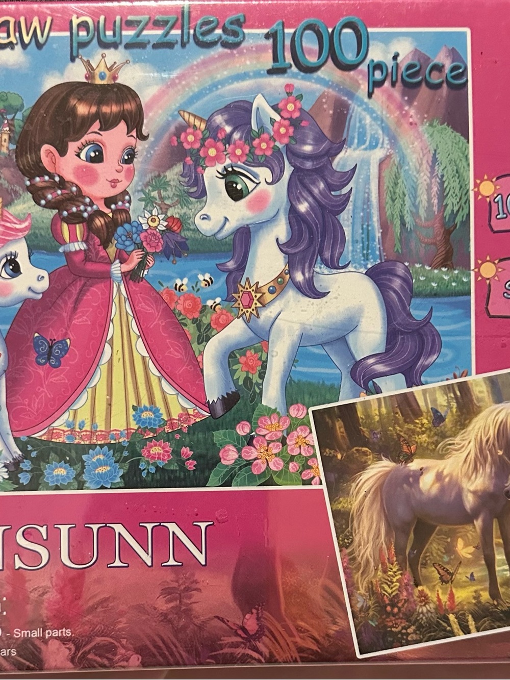 RANSUNN Princess & Unicorns 2-pack Jigsaw Puzzles 100 Piece Kids